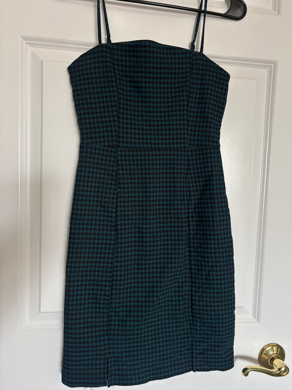 Originality Gingman Mini Dress with Spaghetti Straps